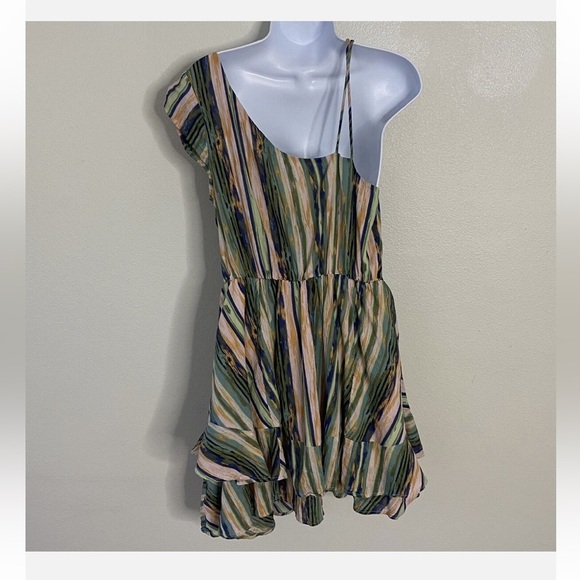 Free People Sleeveless Elongated Stripe Ruffle Minidress size Small - Picture 6 of 11